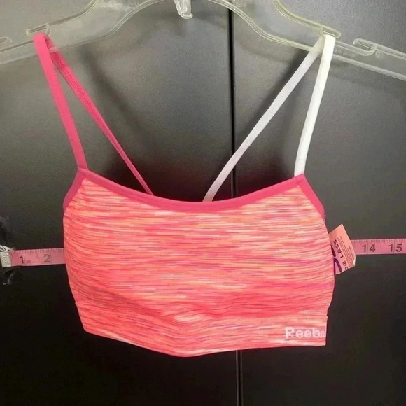 Reebok Crossback Athletic Bra, removable pads, heathered pinks, Youth XL - 16-18 - Picture 1 of 6